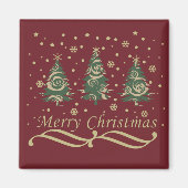 Versierde moderne vrolijke kerstpijnbomen magneet (Voorkant)