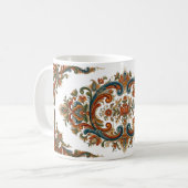Versierde Noorse Rosemaling stijl bloemkunst mok (Voorkant links)