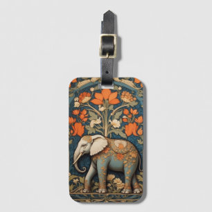 Versierde olifant William Morris geïnspireerd Flor Bagagelabel