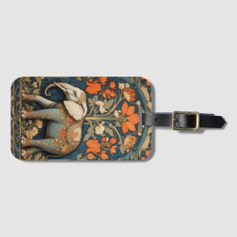 Versierde olifant William Morris geïnspireerd Flor Bagagelabel