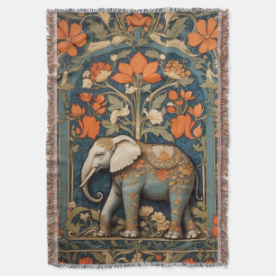 Versierde olifant William Morris geïnspireerd Flor Deken