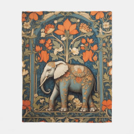 Versierde olifant William Morris geïnspireerd Flor Fleece Deken