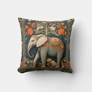 Versierde olifant William Morris geïnspireerd Flor Kussen