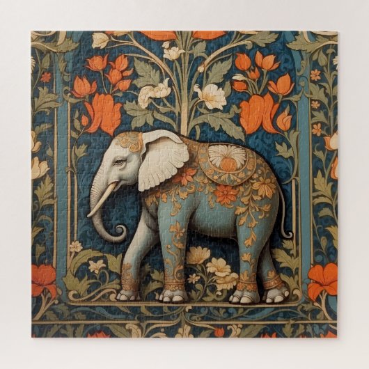 Versierde olifant William Morris geïnspireerd Flor Legpuzzel (Verticaal)