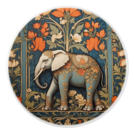 Versierde Olifant William Morris Geïnspireerde Blo Keramische Knop