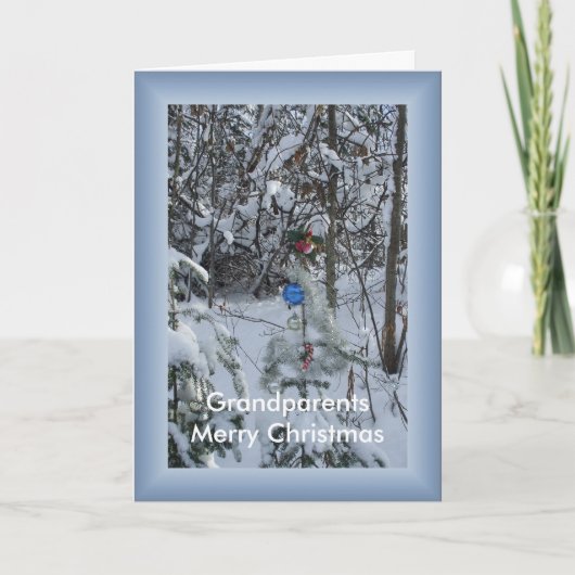 Versierde Outdoor Kerstboom-Grootouders Feestdagen Kaart (Voorkant)