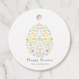 Versierde paasei bloemblaadje konijn bedankjes labels