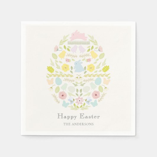 Versierde paasei bloemblaadje konijn servet (Voorkant)