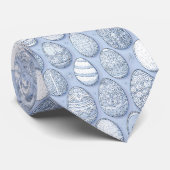 Versierde Paaseieren Patroon Blauw ID1096 Stropdas (Opgerold)