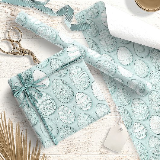 Versierde Paaseieren Patroon Mint ID1096 Cadeaupapier