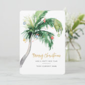 Versierde Palmboom Zakelijk Logo Kerstmis Feestdagenkaart (Staand voorkant)