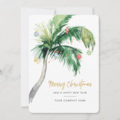Versierde Palmboom Zakelijk Logo Kerstmis Feestdagenkaart (Voorkant)