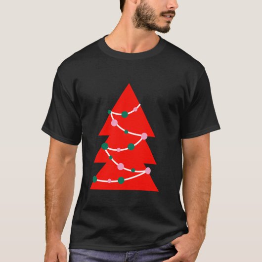Versierde rode kerstboom voor mensen die van C hou T-shirt (Voorkant)