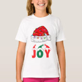 Versierde rode Santa Hoed en JOY Tekst T-shirt (Voorkant)