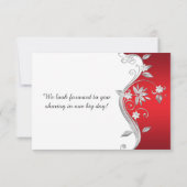 Versierde Rood Wit Zilver Bloemen RSVP (Achterkant)