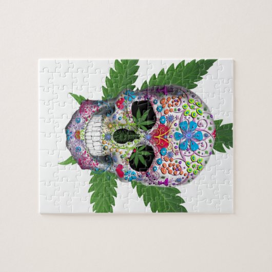 Versierde Schedel Pot Blad Legpuzzel (Horizontaal)