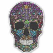 Versierde Schedel  Sticker (Voorkant)