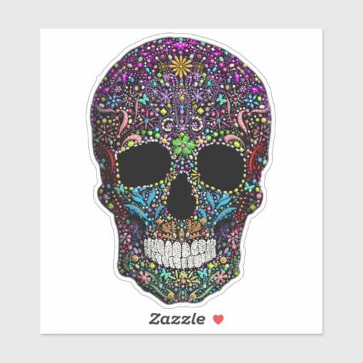 Versierde Schedel  Sticker (Vel)