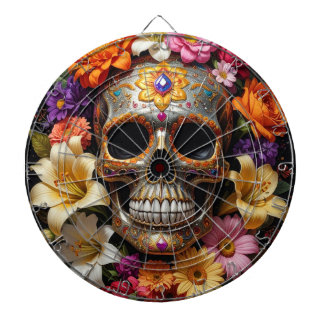 Versierde Schedel van Suiker Dartbord