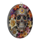 Versierde Schedel van Suiker Dartbord (Voorkant Links)