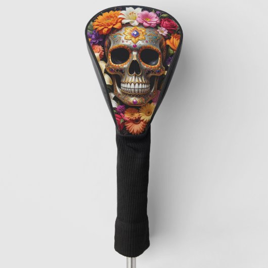 Versierde Schedel van Suiker Golfheadcover (Voorkant)