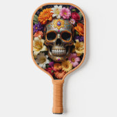 Versierde Schedel van Suiker Pickleball Paddle (Achterkant)
