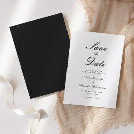 Versierde Script Zwart Wit Formeel Bewaar De Datum Save The Date