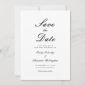 Versierde Script Zwart Wit Formeel Bewaar De Datum Save The Date (Voorkant)