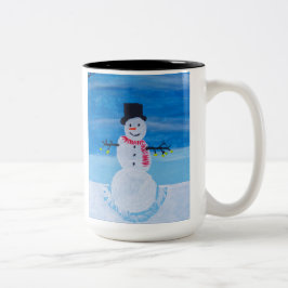 Versierde Snowman Kaart Tweekleurige Koffiemok