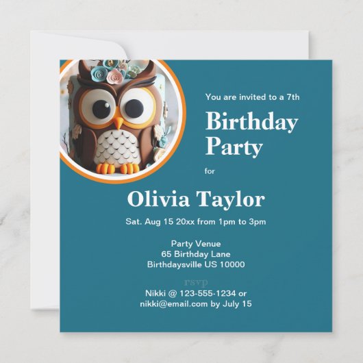 VERSIERDE UIL THEMA VERJAARDAGSTAART KAART (Achterkant)