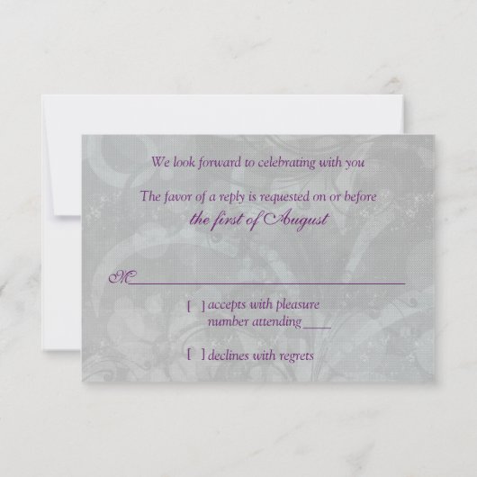 Versierde Victoriaanse Maskerade Bal Bruiloft RSVP (Achterkant)