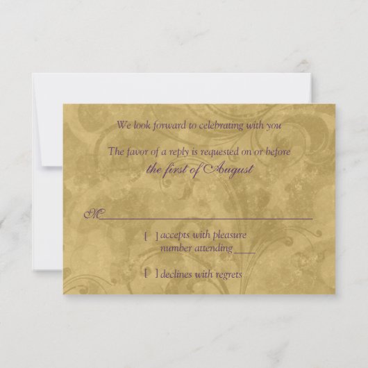 Versierde Victoriaanse Maskerade Bal Bruiloft RSVP (Achterkant)