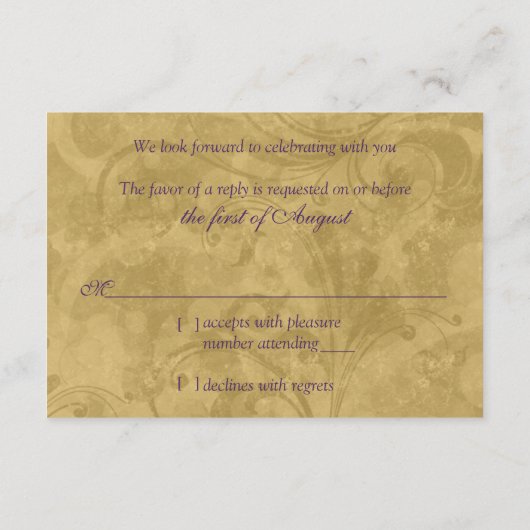 Versierde Victoriaanse Maskerade Bal Bruiloft RSVP Kaartje (Achterkant)