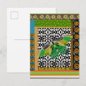 Versierde vlinder patroon bloemencollage briefkaart (Voorkant / Achterkant)