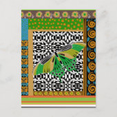 Versierde vlinder patroon bloemencollage briefkaart (Voorkant)