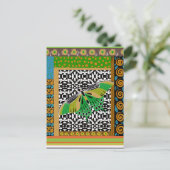 Versierde vlinder patroon bloemencollage briefkaart (Staand voorkant)