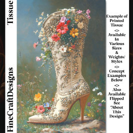Versierde Wilde Bloem Cowgirl Laars DG1L Decoupage Tissuepapier