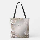 Versierde witte bloem frame tote tas (Achterkant)