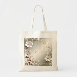 Versierde witte bloemrijke frame-tas tote bag