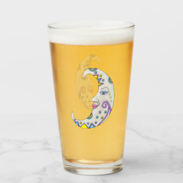 Versierde witte halve maan Abstracte vormen gezich Glas