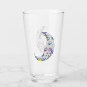 Versierde witte halve maan Abstracte vormen gezich Glas (Voorkant)