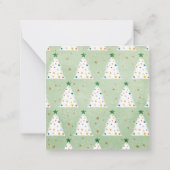 Versierde Witte Kerstbomen Groene Ster & Ornamente Notitiekaartje (Achterkant)