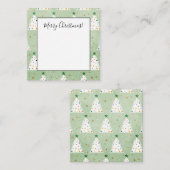 Versierde Witte Kerstbomen Groene Ster & Ornamente Notitiekaartje (Voorkant / Achterkant)