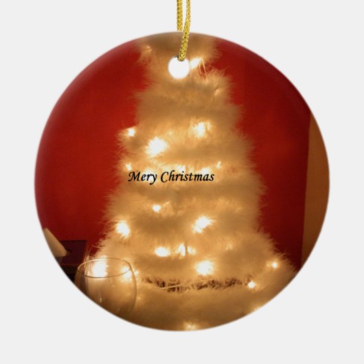 Versierde witte kerstboom Collectie Keramisch Ornament (Voorkant)