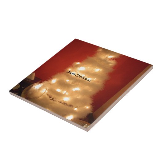 Versierde witte kerstboom Collectie Tegeltje (Zijkant)