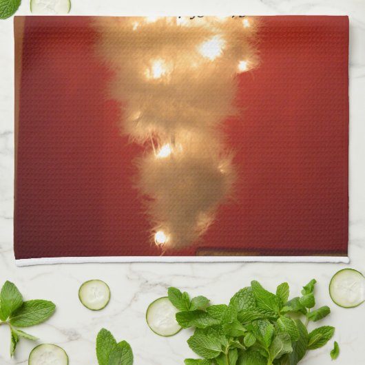 Versierde witte kerstboom Collectie Theedoek (Gevouwen)