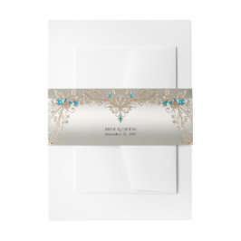 Versieren Gold Blue Stone Uitnodiging Belly Band Uitnodigingen Wikkel