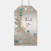 Versieren Gold Blue Stones Gift Label Cadeaulabel (Voorkant)