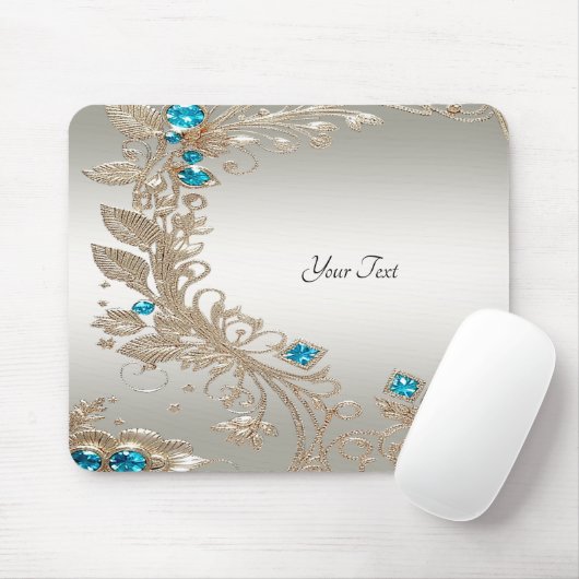 Versieren Gold Blue Stones Mousepad Muismat (Met muis)