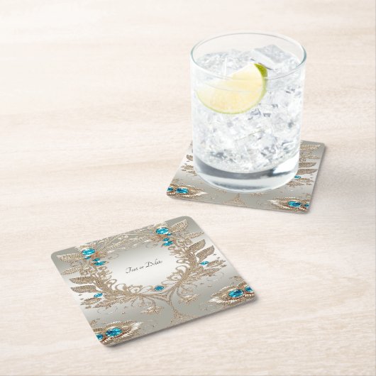 Versieren Gold Blue Stones Papier Onderzetter (Insitu)